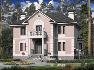 «Головин плюс» - проект двухэтажного дома, планировка с лестницей в центре и вторым светом, с цокольным этажом, в классическом стиле