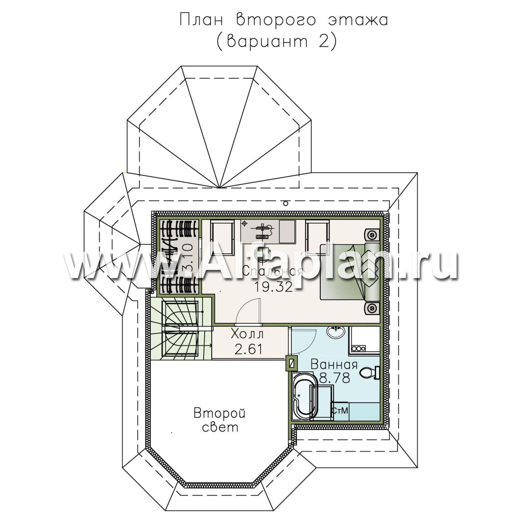 Проекты домов Альфаплан - «Душечка» - небольшой дом с мансардой - план проекта №3