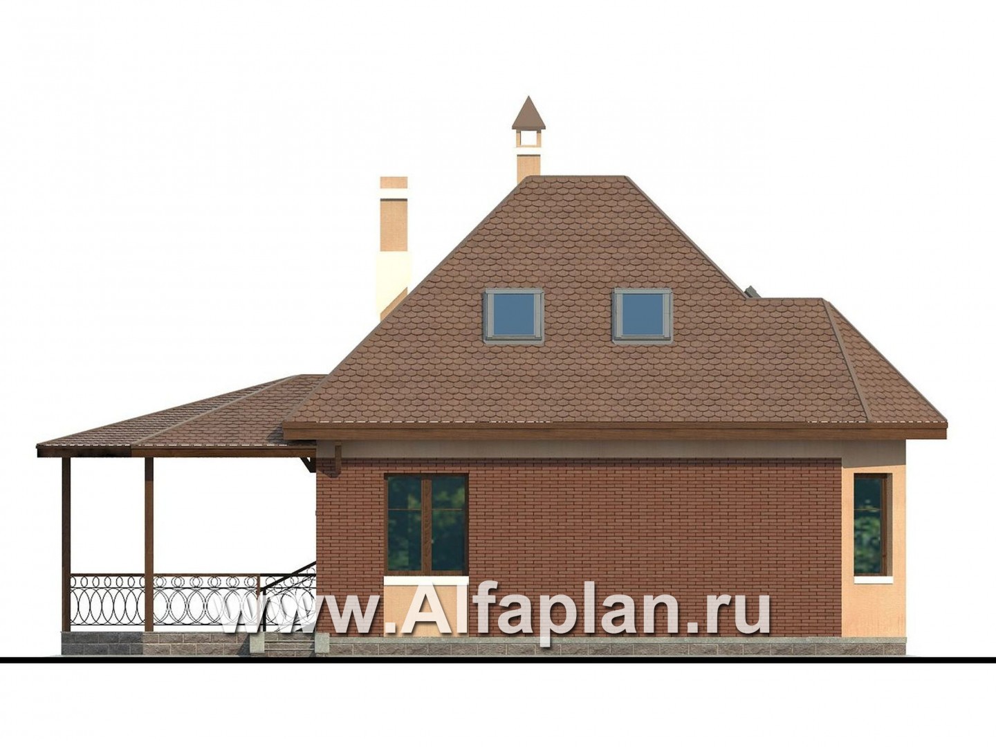 Проекты домов Альфаплан - «Душечка» - удобный дом для жизни и отдыха - изображение фасада №4