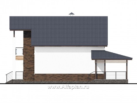 «Галс» - проект дома с мансардой, планировка с мастер спальней, со вторым светом и с террасой - превью фасада дома