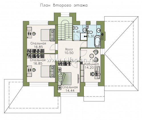 «Арт-Нуво» - проект двухэтажного дома,  с террасой и гражом, в стиле модерн - превью план дома