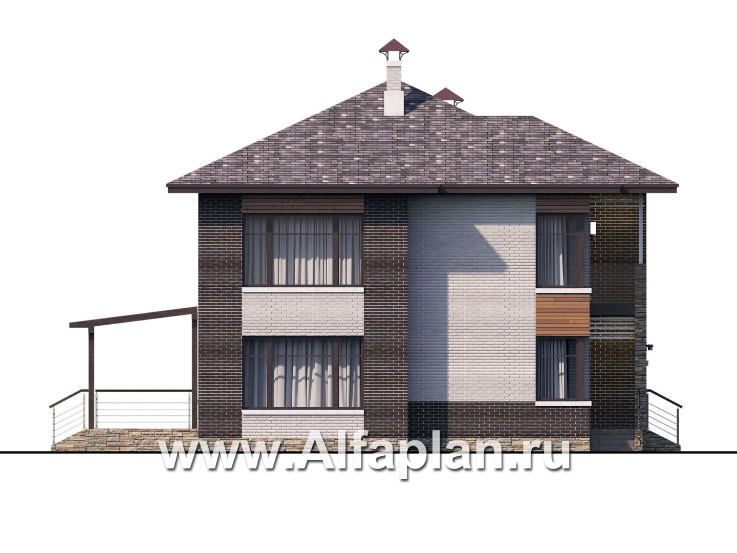 Проекты домов Альфаплан - «Эндорфин» - современный двухэтажный дом - изображение фасада №3