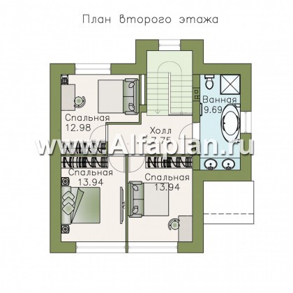 Проекты домов Альфаплан - «Сапфир» - недорогой компактный дом для маленького участка - превью плана проекта №2