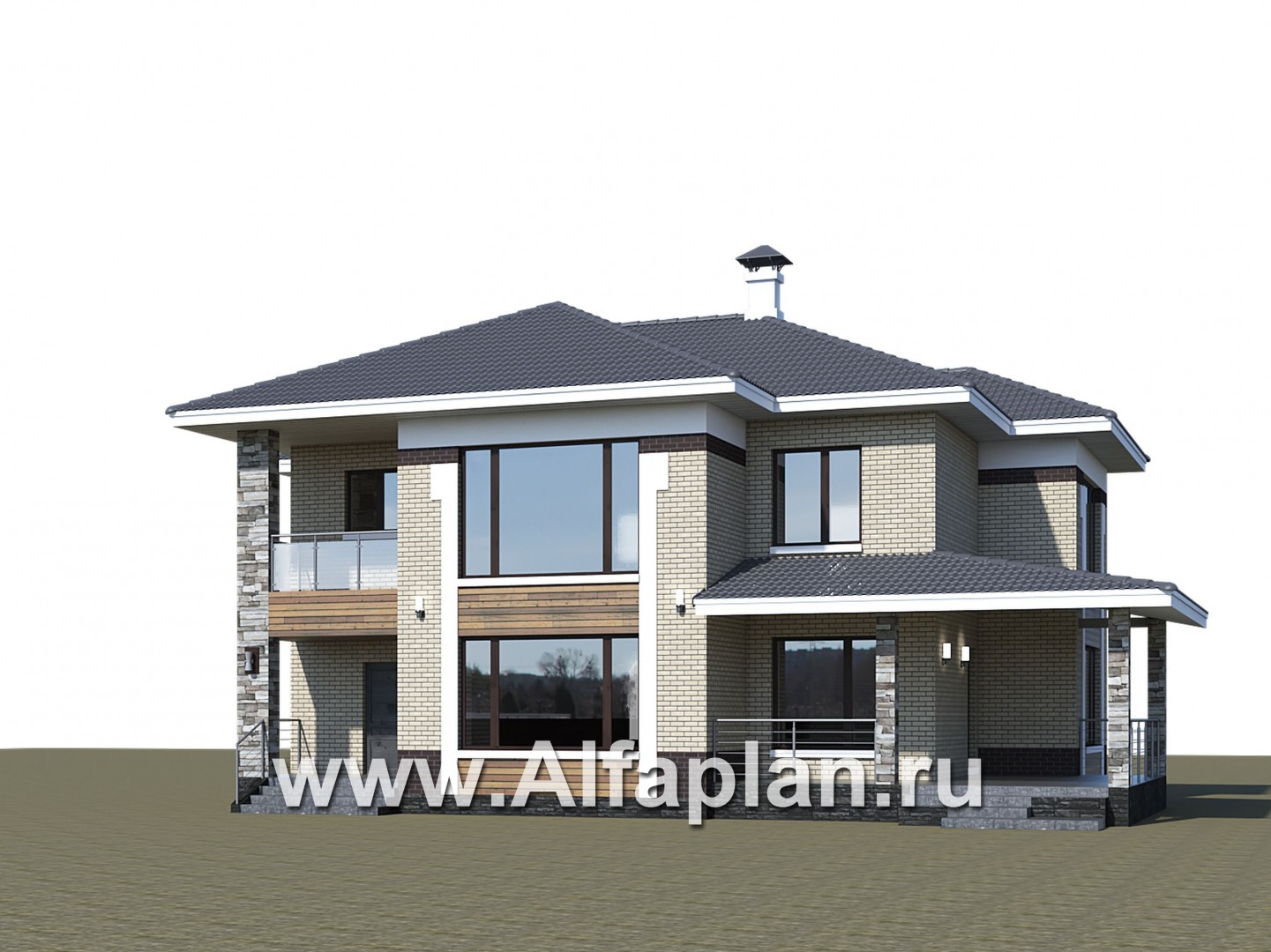 Проекты домов Альфаплан - «Фрида» - проект современного двухэтажного дома с удобной планировкой - дополнительное изображение №1