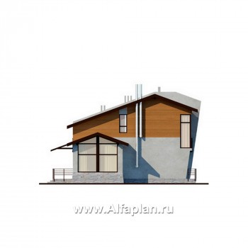 Проект дома с мансардой, современный таунхаус на 4 семьи, в стиле минимализм - превью фасада дома