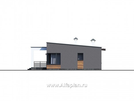 Проекты домов Альфаплан - Проект одноэтажного дома с тремя спальнями - превью фасада №4