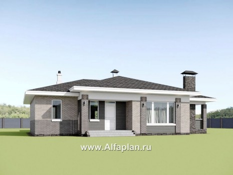 Проекты домов Альфаплан - «Юкон» - проект просторного одноэтажного дома с террасой - превью дополнительного изображения №1