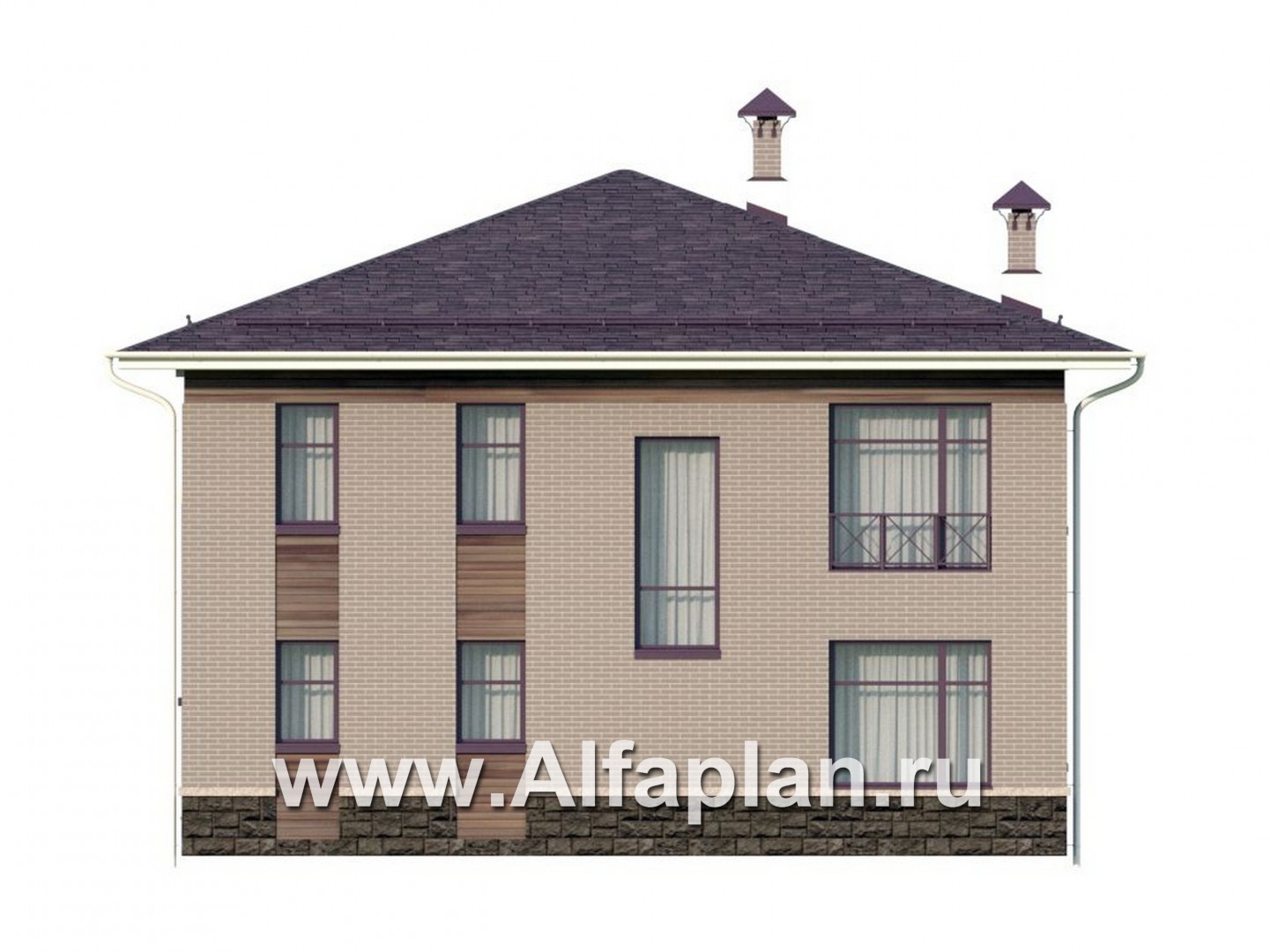 Проекты домов Альфаплан - "Римские каникулы" - проект дома с двусветной гостиной - изображение фасада №4
