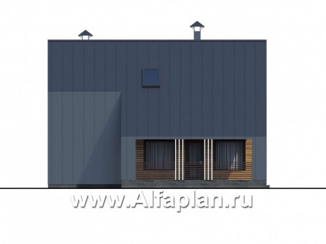 «Тау» - проект двухэтажного каркасного дома, с террасой, в современном стиле барн - превью фасада дома