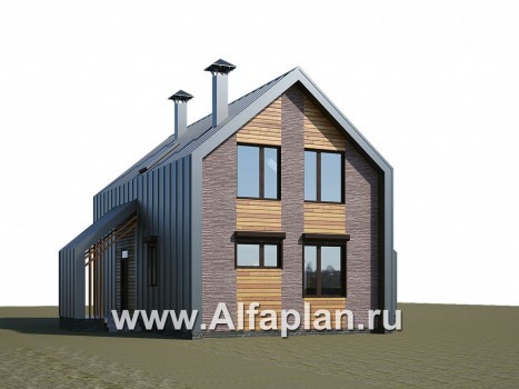 «Тау» - проект двухэтажного каркасного дома, с террасой, в современном стиле барн - превью дополнительного изображения №1