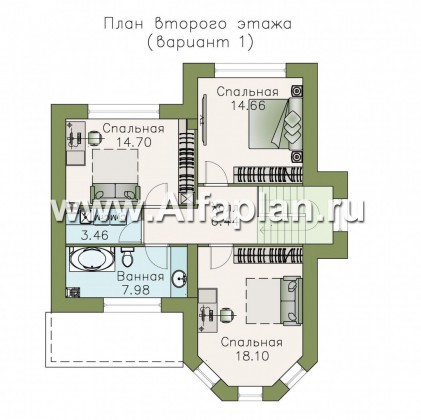 «Веста» - проект двухэтажного дома, с эркером, планировка с гостевой на 1 эт, с сауной - превью план дома