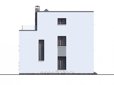 «Гоген» - проект двухэтажного дома из газобетона, с террасой, стиль баухаус с эксплуатируемой кровлей - превью фасада дома