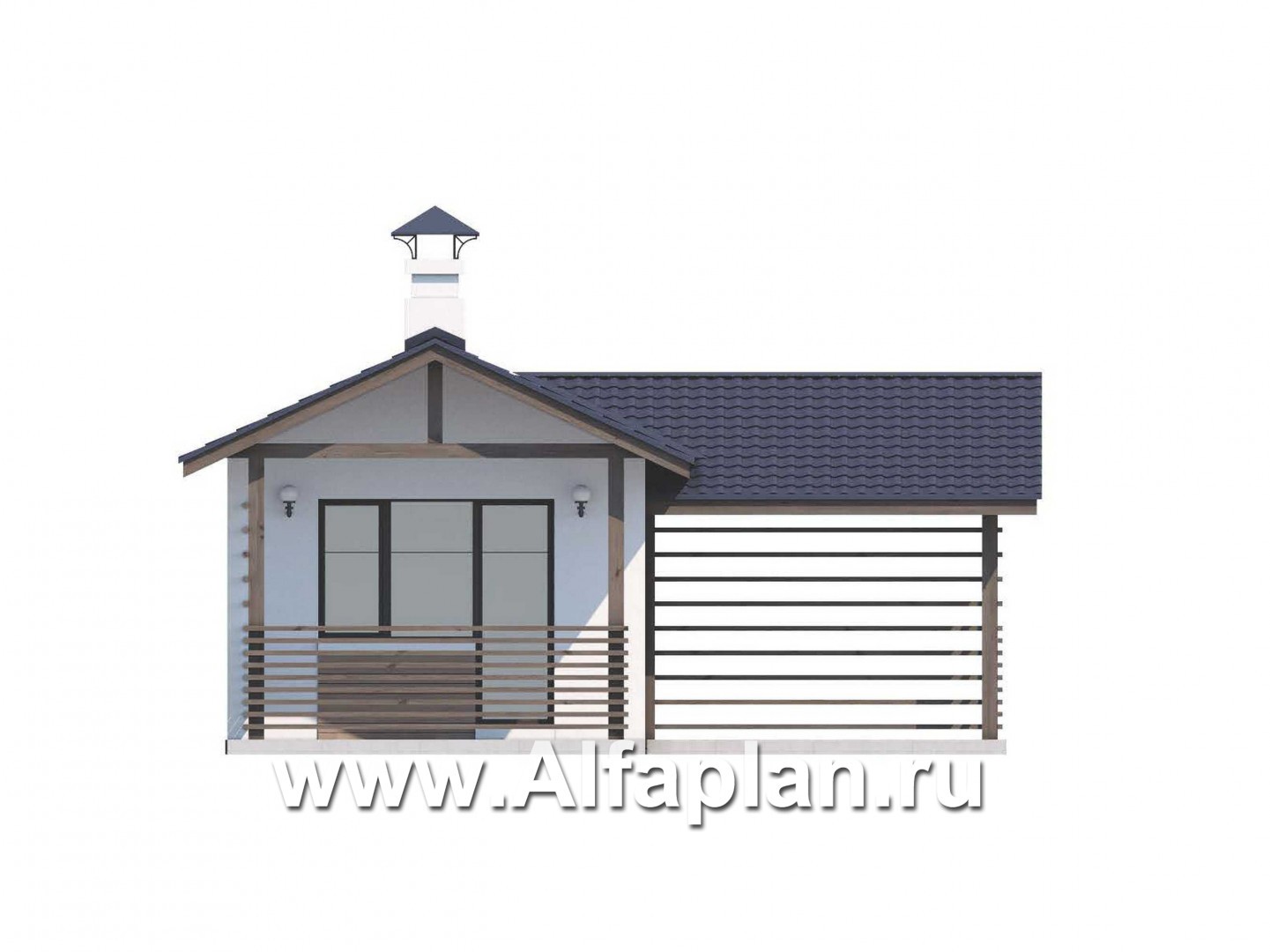 Проекты домов Альфаплан - Удобный хоз. блок для небольшого участка - изображение фасада №4